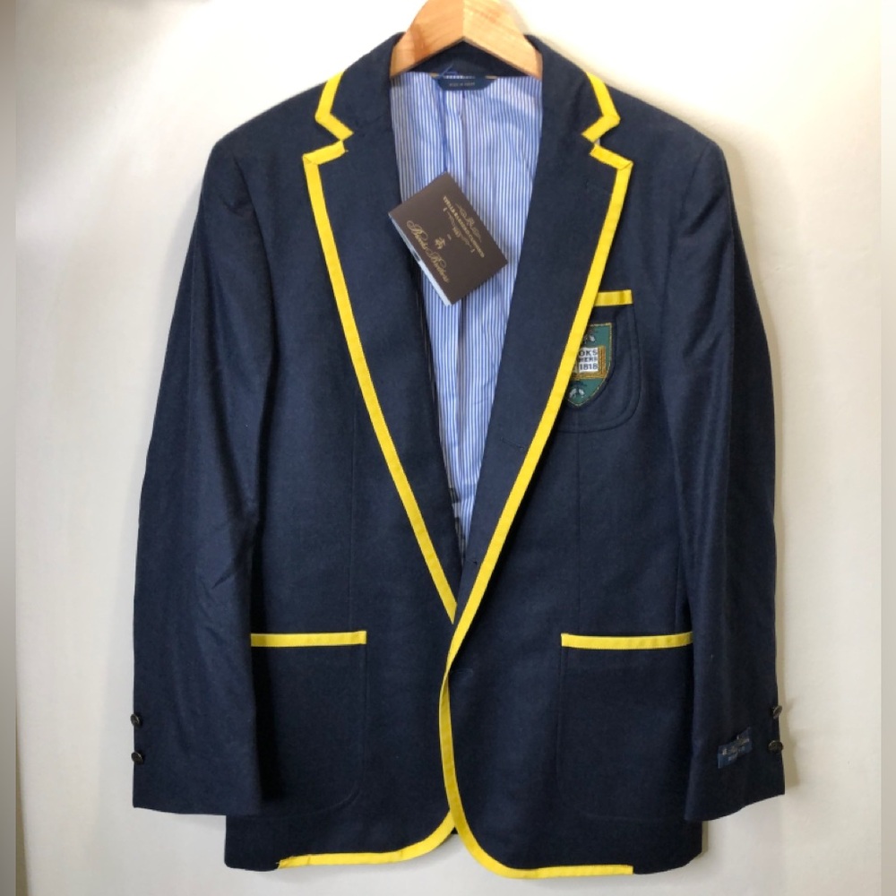 BROOKS BROTHERS Regent Regular-fit Wool Tipped Rowing Navy Blazer Size 40R